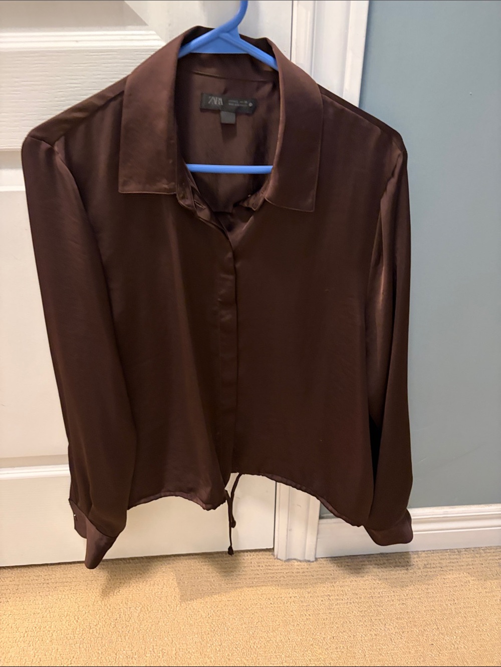 Zara Chocolate Brown Button-Front Shirt